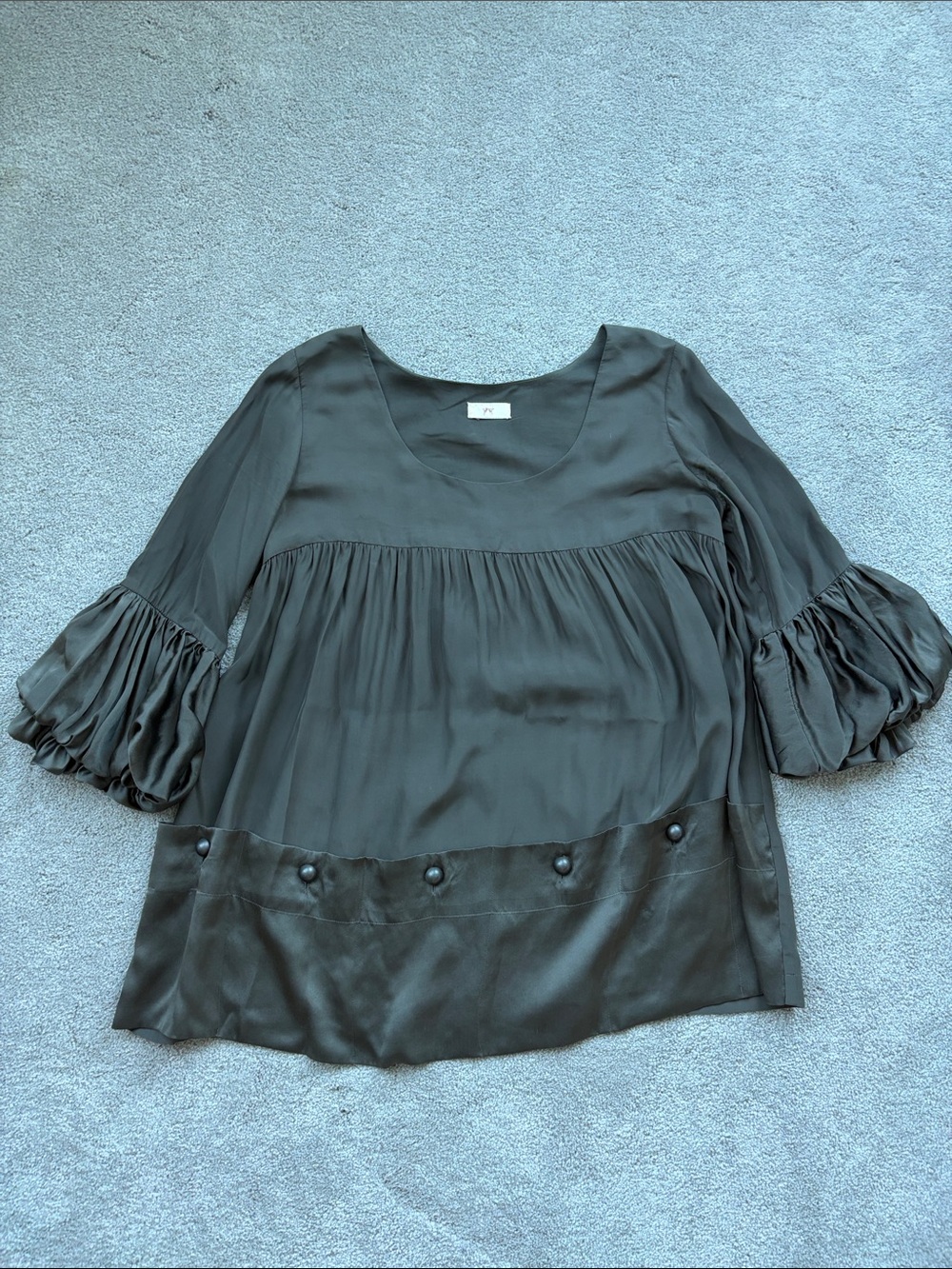 Anthropologie Olive Green Ruffle-Sleeve Peasant Blouse